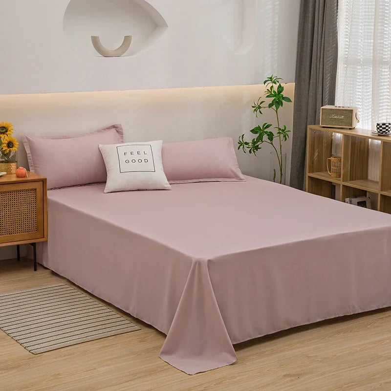 Soft Solid Color Flat Bedsheet – Single, Double, Queen & King Size