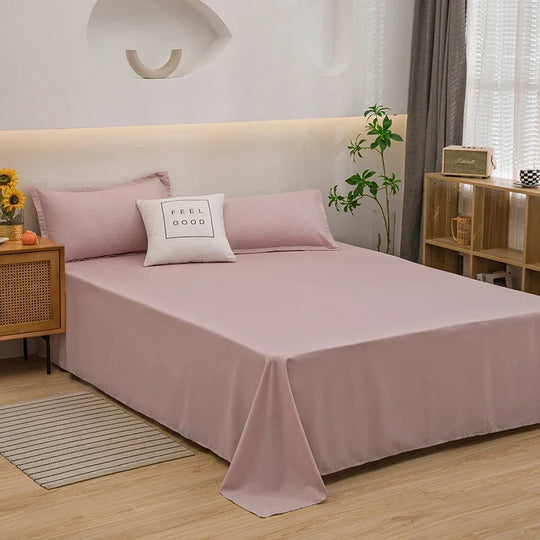 Soft Home Bed Linen Sheets Bed Flat Sheet for Double Bed Plain Solid Color Top Sheets Single/Queen/King Flat Bedsheets