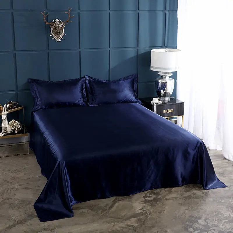 High End Rayon Queen Size Bed Sheet Set Luxury Solid Satin Silky Bedsheet Set High Quality Single Double Sheets No Pillowcase