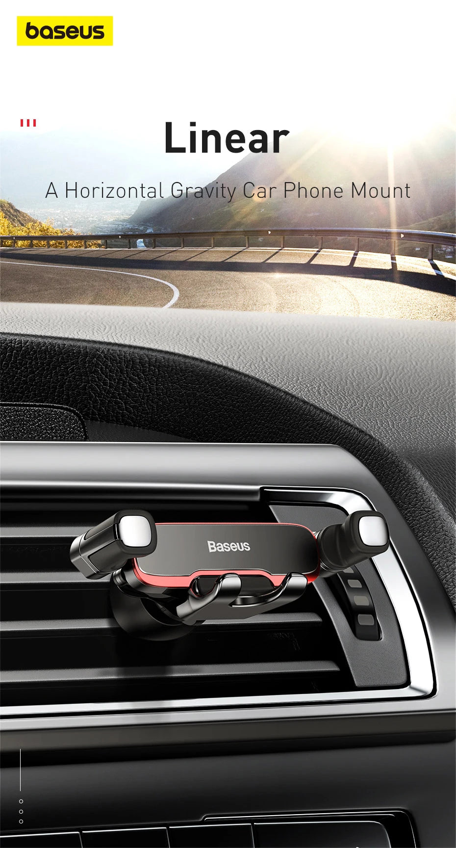Baseus Car Phone Holder Metal Gravity Auto Air Vent Mobilephone Stand For 4.7-6.5 Inch Phone Invisibile Car Support