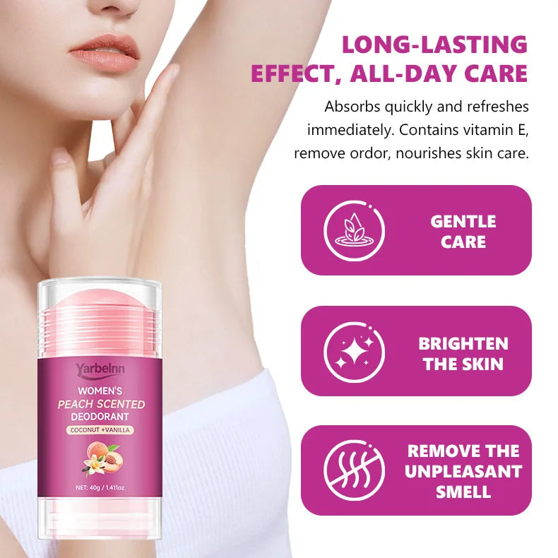 peach Deodorant set - 72H Freshness, Aluminum-Free, Sweet Scent for Women, School Safe for Sensitive Refreshing and non-greasy