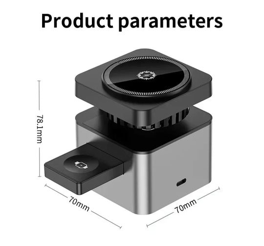 3 in 1 Wireless Charger Foldable Fast Charging Station Wireless Ice-Cooling Charger For iPhone 16 15 14 13 iWatch 9 8 7 Airpods