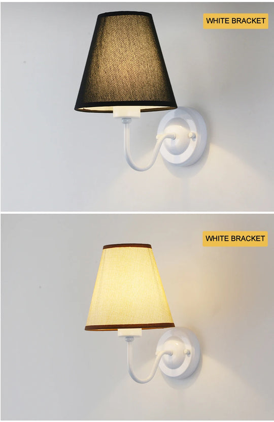 LED Modern Wall Lamp Indoor Lighting Nordic E27 Fabric Retro Wall Lamp Home Bedroom Bedside Hotel Lamp