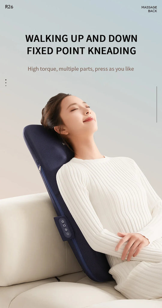 Shiatsu Neck and Back Massager with Heat Full Back Fixed Point Knead Rolling Ultra Slim Massage Cushion for Home Office Seat Use