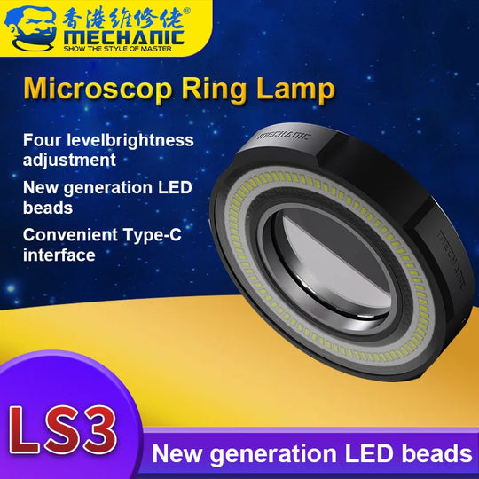 Mechanic LS3 Microscope Ring Lamp Four Level Brightness Adjustment Eye Protection Lamp For Most Stereo Microscopes Light Source
