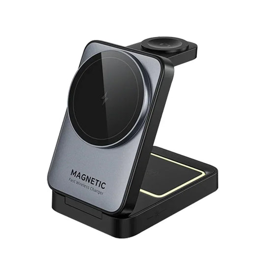 Foldable 3 In 1 Magnetic Wireless Charger Stand For Magsafe iPhone 16 15 14 13 12 iWatch 6 7 8 Airpods Pro Fast Charging Station