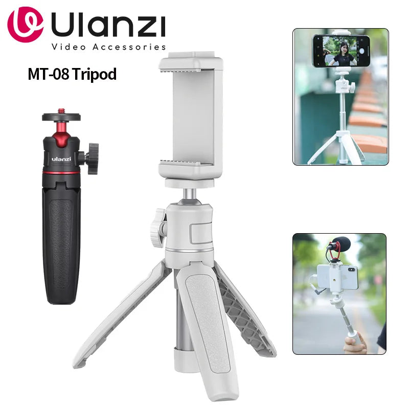 White Foldable Tripod & Monopod Mount for DSLR, Android, iPhone, Smartphone (1/4'' Thread)