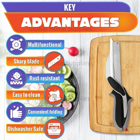 2-in-1 Food Scissors with Cutting Board