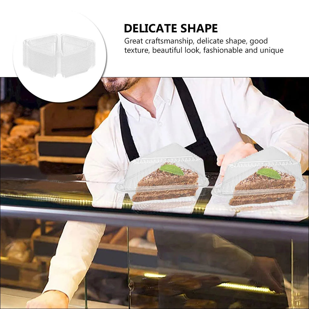 50 Pcs Cake Box Set Bread Containers Slice Carrier Triangle Pie Sandwich Cookie to Go The Pet Cheesecake