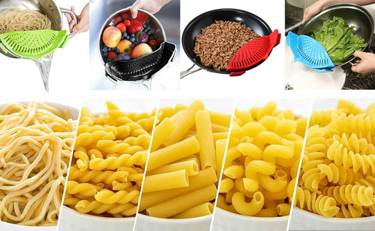 Universal Silicone Pot Edge Drainer Kitchen Clip-on Pan Pot Anti-spill Strainer Fruit Vegetable Washing Filter Noodles Colander