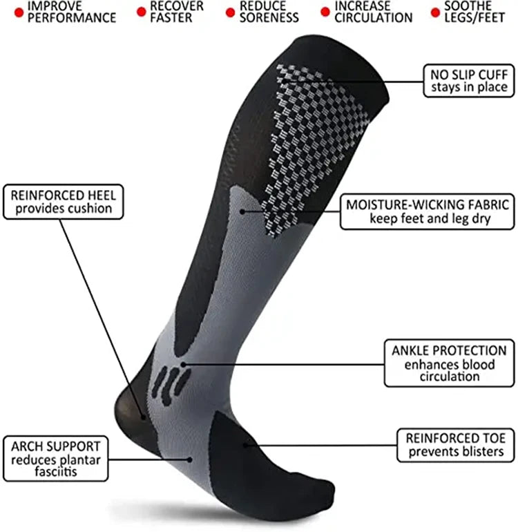 Compression Socks for Preventing Varicose Veins Pain Care Long Socks for Sports Anti Fatigue Compression Socks