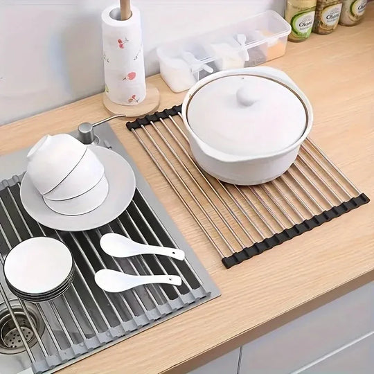 Silicone & Stainless Steel Dish Drainer