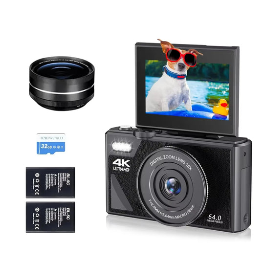 4K Camera & WiFi for YouTube Vlogging & Selfies