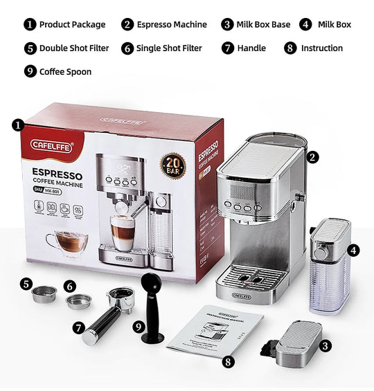Cafelffe 3in1 Automatic Coffee machine cafeteria Cappuccino Latte Espresso maker Fully Automatic Milk Froth Stainless Steels