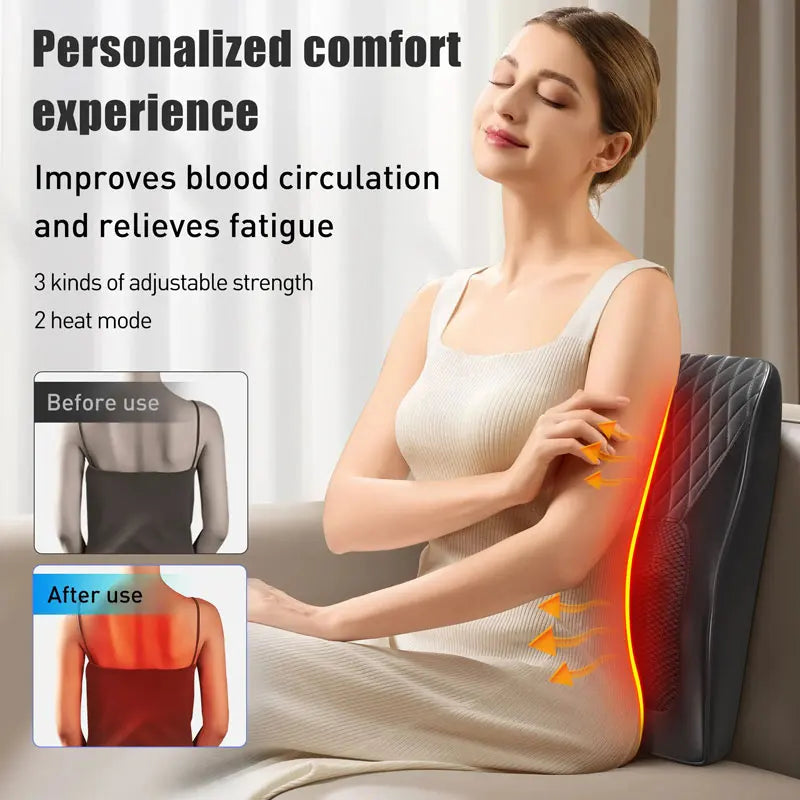 Neck Pillow Massager 3 Speed Adjustment Vibration Heating Massage Machine Can Be Used To Relax Shoulder, Neck, And Back Muscle