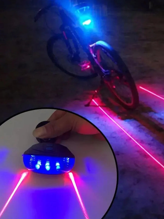 5 LED Bike Tail Lamp Night Riding Laser Light Outdoor Cycling Waterproof Safety Warning Taillight