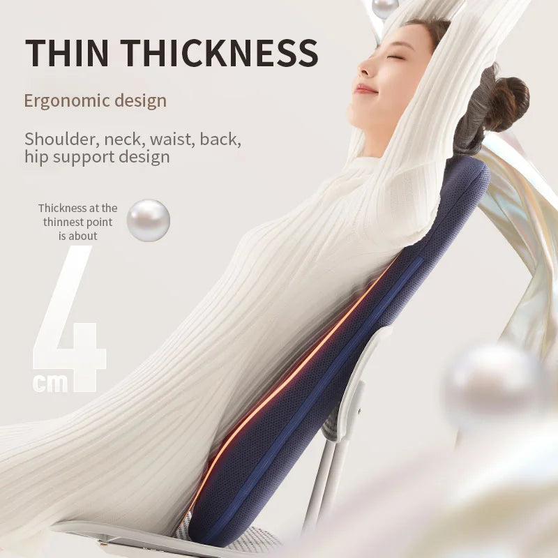 Shiatsu Neck and Back Massager with Heat Full Back Fixed Point Knead Rolling Ultra Slim Massage Cushion for Home Office Seat Use