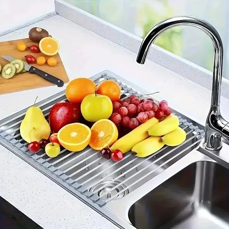Silicone & Stainless Steel Fruit & Vegetable Dish Drainer