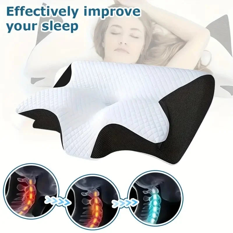 [Ergonomic Neck Pillow] Breathable Ergonomic Neck Pillow for Better Sleep – Cervical Support, Relaxing Contour Design, Ideal for