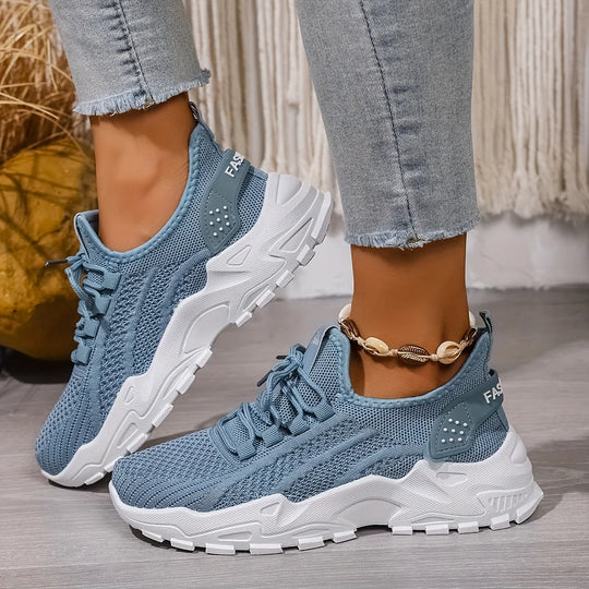 Fashion Women's Casual Knit Sneakers Breathable Lightweight Soft Sole Non Slip Outdoor Walking Shoes