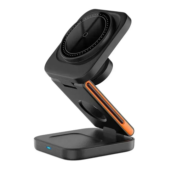 Fast Charging Station 3 in 1 Foldable Magnetic Wireless Charger Stand for iPhone 16 15 14 13 12 iWatch 10-2 Airpods Pro Max