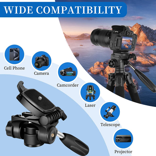 DSLR & Video Camera Stand with Phone Holder for Phones and Cameras