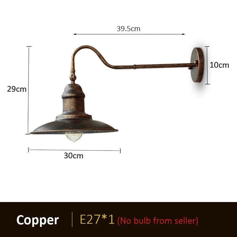 American Industrial Wall Lamp Porch Lamp Outdoor Courtyard Garden Lamp Billboard Park Wall Light Stair Bedside Bedroom Lighting