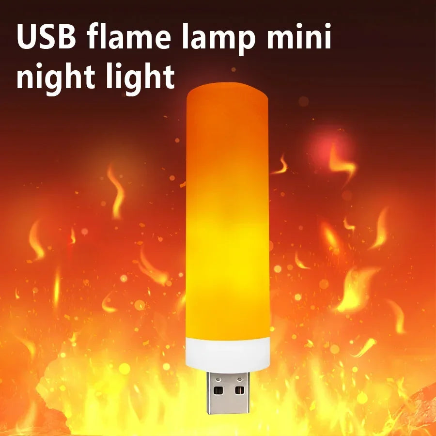 USB LED Night Lamp Simulated Flame Bulbs Night Light Flame Light Effect Bulbs Candle Lights Flickering Flameless Candles Decor