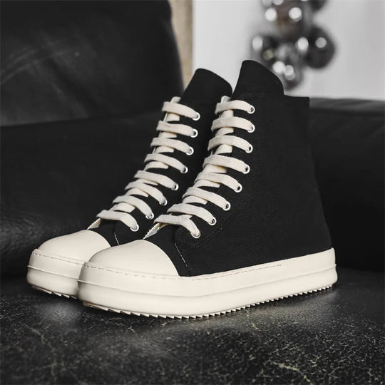 Popular Men's Sneakers Men's Casual Shoes 2025 New Lace-up Thick Bottom High Top Shoes Canvas Punk Couple Trend Sneakers for Man