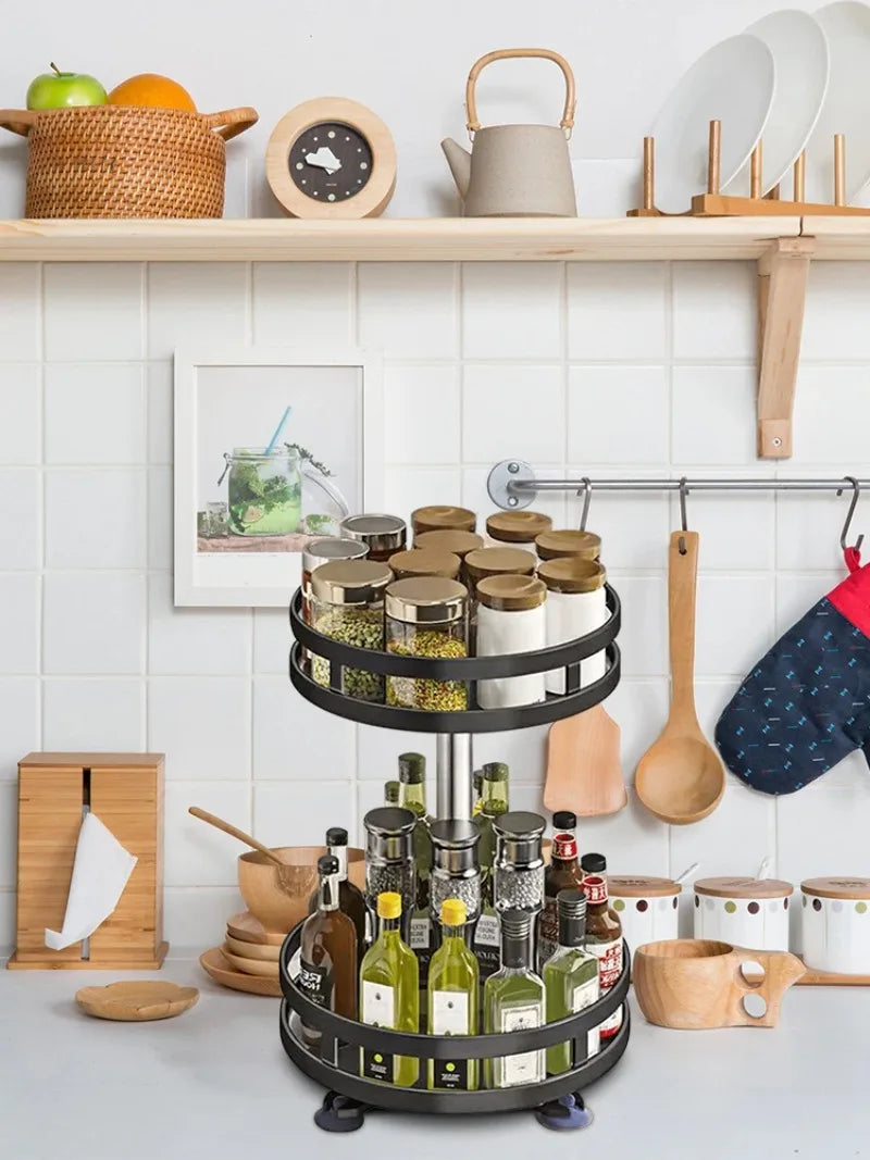 360° Rotating Spice Tray Kitchen Organizer