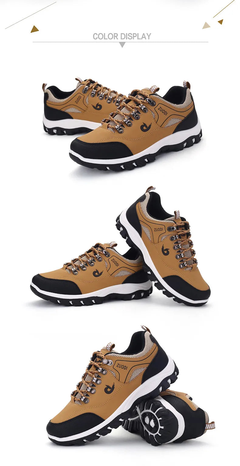 Casuals Men Shoes Summer Breathable Hiking Walking Sneakers Outdoor Ultralight Leather Slip-on Climbing Trekking Sneakers 2026