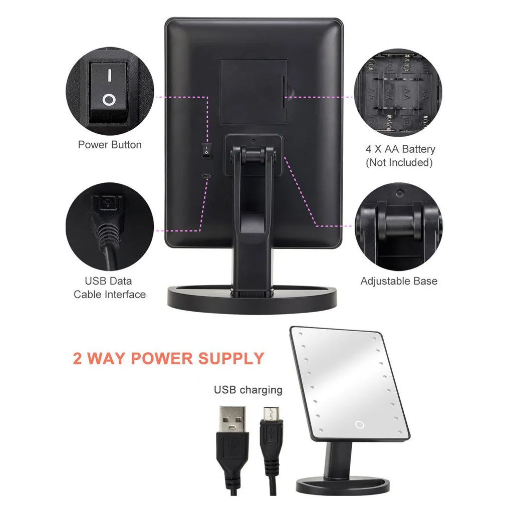 16 LED Desktop Makeup Mirror with Night Light
