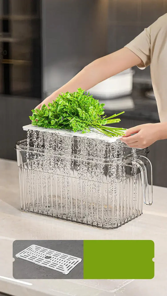Refrigerator Storage Food Container with Drain Basket