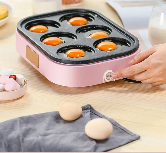 Fried egg burger machine non-stick flat bottom household frying pan breakfast pancake pancake pan small four-hole fried artifact