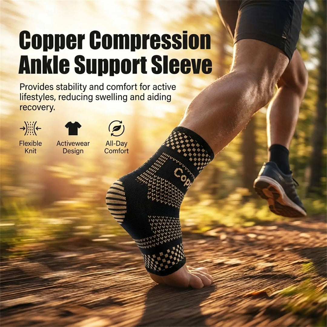 1pcs Copper Ankle Brace Infused Compression Sleeve Support Ankle Achilles Tendon Pain Relief Plantar Fasciitis Sprained Unisex
