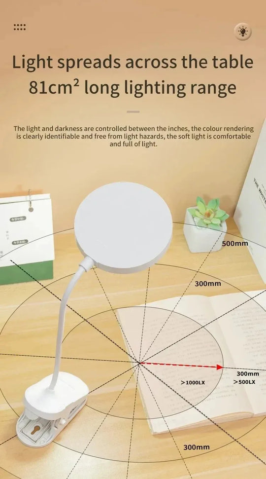 Led Table Lamp USB Rechargeable Night Light With Folding Clamp Study Stand Read Lamp Touch 3 Modes Dimming Eye Protection Light