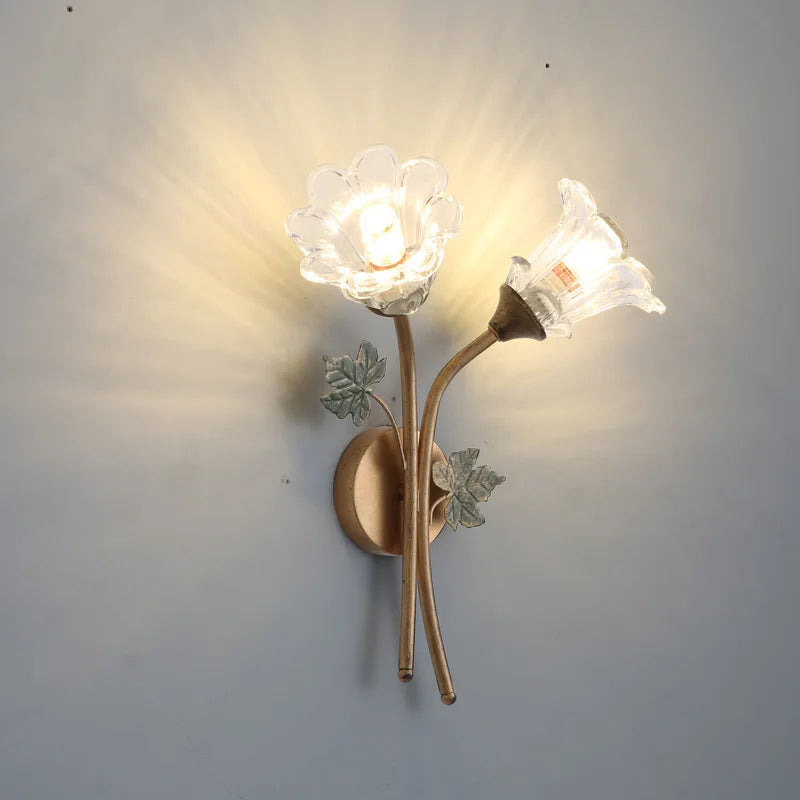 American Wall Lamp - Modern Minimalist & French Rustic Floral Design for Living Room/Bedroom Headboard