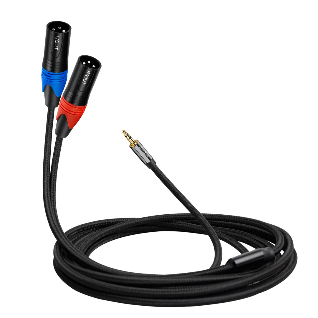 Bochara Braided 3.5mm TRS to Dual XLR Male Cable