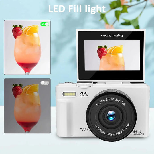 4K YouTube Vlog Video Camera with 3’’ Flip Screen & Anti-Shake Selfie Camcorder