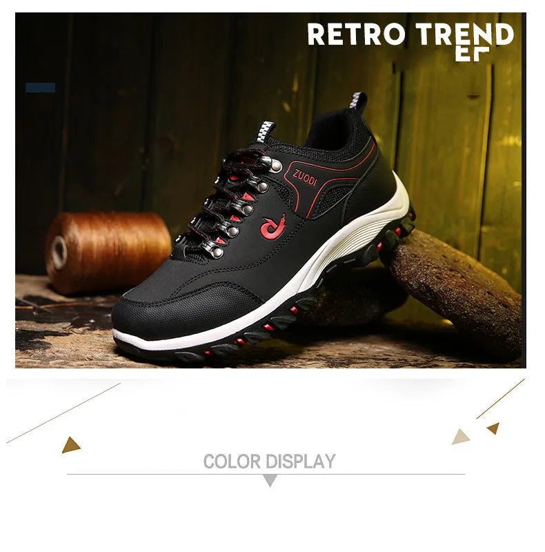 Casuals Men Shoes Summer Breathable Hiking Walking Sneakers Outdoor Ultralight Leather Slip-on Climbing Trekking Sneakers 2026