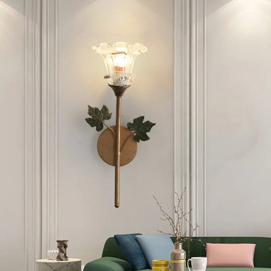 American Wall Lamp - Modern Minimalist & French Rustic Floral Design for Living Room/Bedroom Headboard