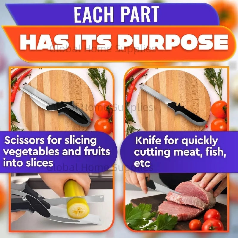 2-in-1 Food Scissors with Cutting Board
