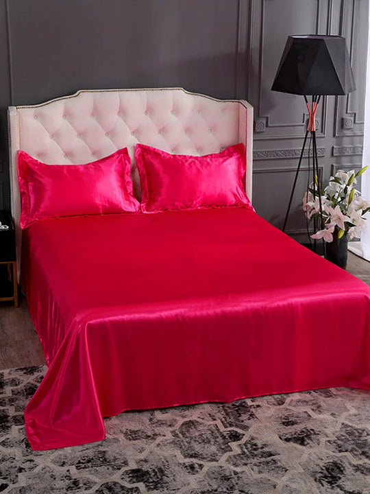 High End Rayon Queen Size Bed Sheet Set Luxury Solid Satin Silky Bedsheet Set High Quality Single Double Sheets No Pillowcase