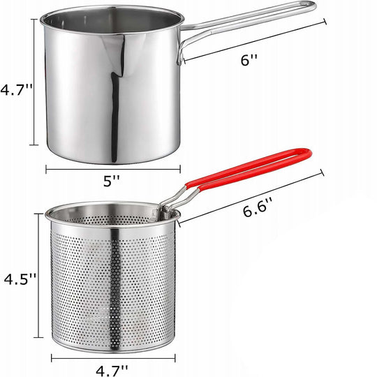 Deep Frying Pot  Kitchen Fryer With Strainer Stainless Steel Tempura Fryer Pan Fry Pot Chicken Fried Chicken Cooking Tools