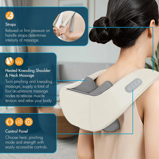Shoulder and Neck Massager for Pain Relief Deep Tissue 6D Shiatsu Neck and Shoulder with Heat Rechargeable Cordless Back Massage