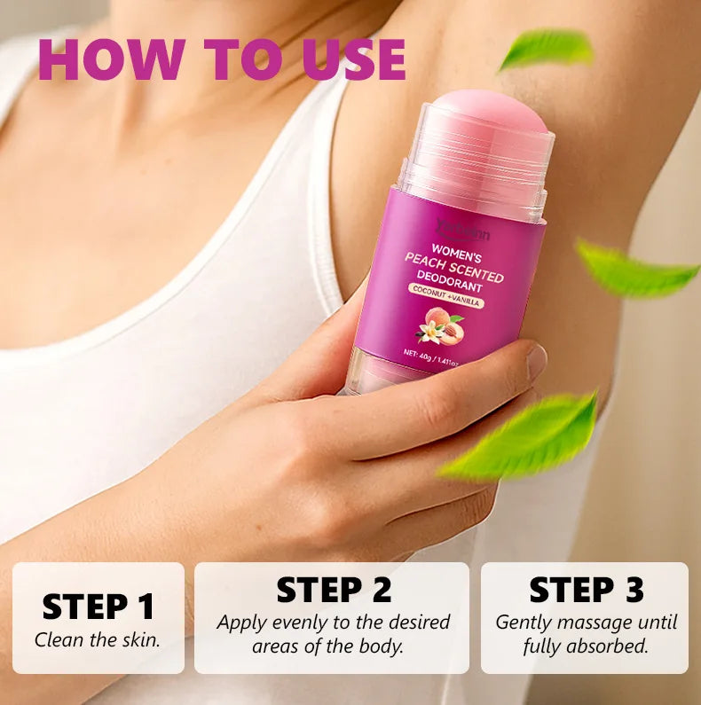 peach Deodorant set - 72H Freshness, Aluminum-Free, Sweet Scent for Women, School Safe for Sensitive Refreshing and non-greasy