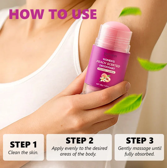 peach Deodorant set - 72H Freshness, Aluminum-Free, Sweet Scent for Women, School Safe for Sensitive Refreshing and non-greasy