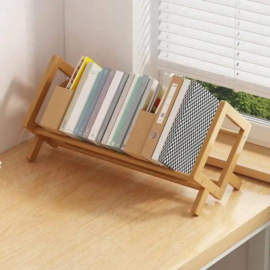Simple Bookshelf Small Wood Bookshelf Student Desk Table Bookshelf Mini Wood Shelf Home Office Bookcase Wooden Shelves