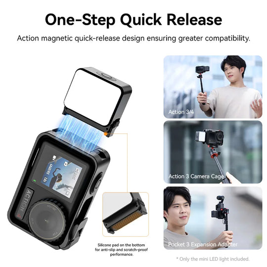 Ulanzi LM18 Led Video Fill Light IPX5 Waterproof  Magnetic 5600K for DJI Osmo Action 5/4/3 & Pocket 3 Action Camera Accessories
