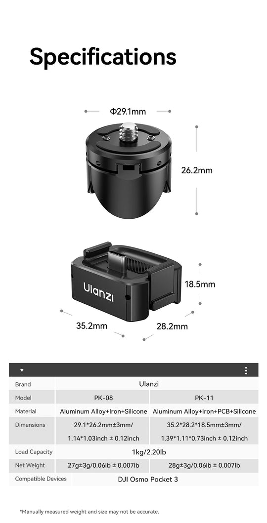 Ulanzi PK-08 | PK-11 Pocket 3 Mini Tripod Kit